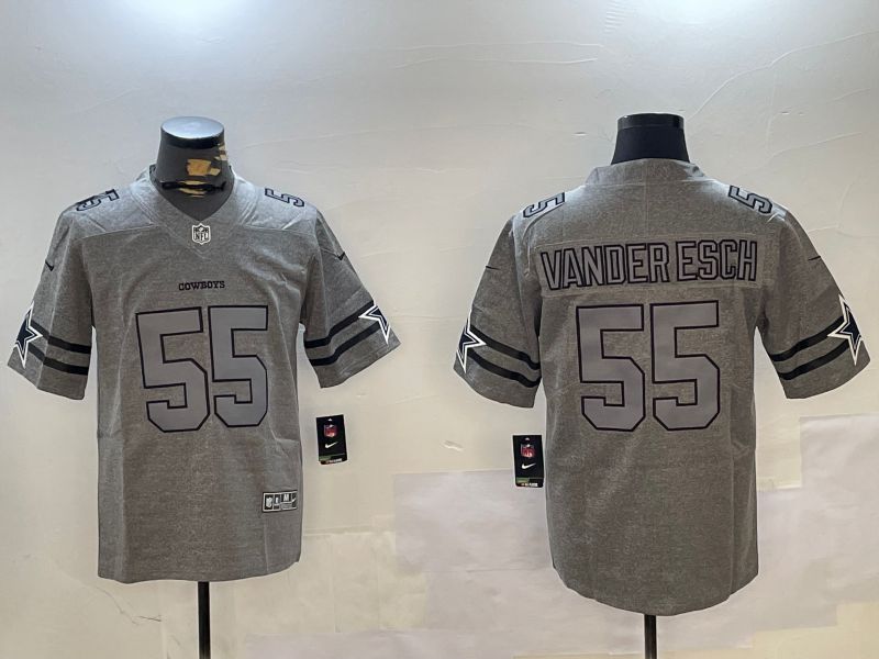 Men Dallas Cowboys #55 Vanderesch Grey Throwback 2024 Nike Limited NFL Jersey style 1